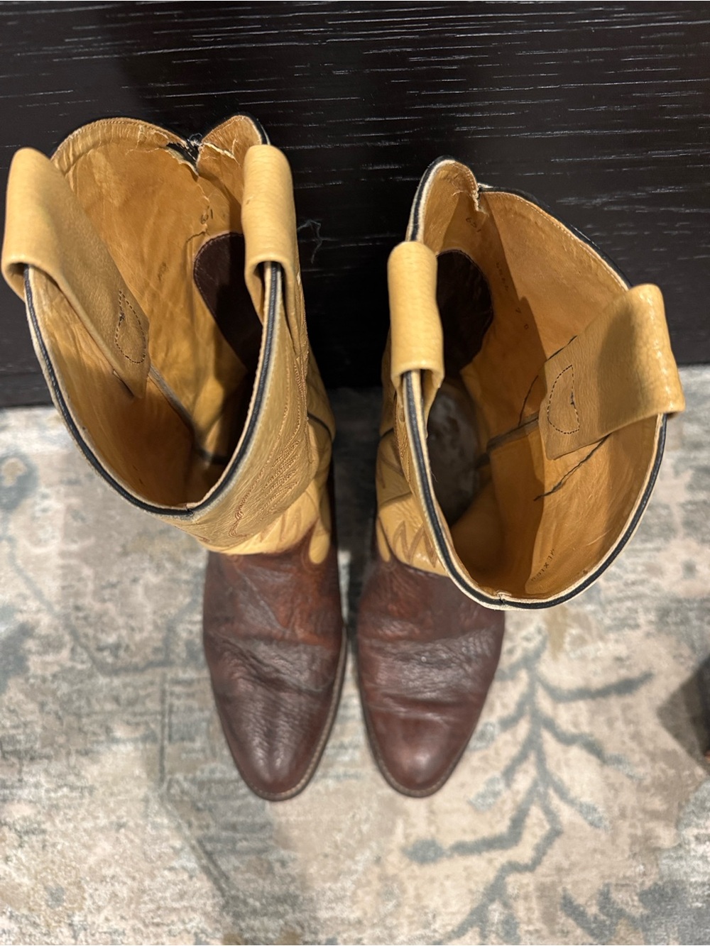 Classic Two-Tone Women’s Western Heeled Boots - Tan & Brown - Picture 4 of 12